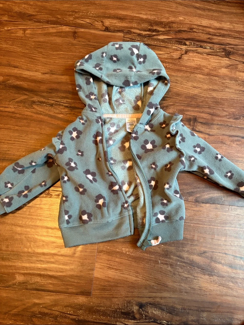 Carter's Teal Floral Fleece Zip Hoodie for Kids
